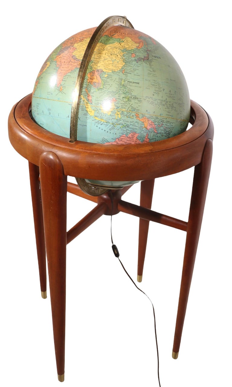 Floor Model Light Up Globe by Replogle Ca. 1950/1960's For Sale at 1stDibs