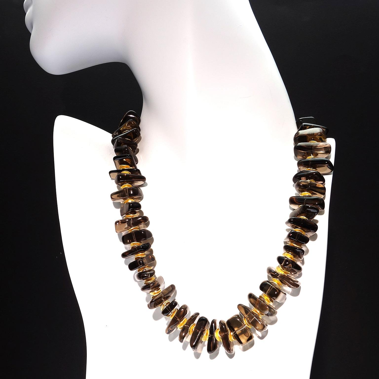 Artisan AJD 16 Inch Highly Polished Smoky Quartz and Gold Choker Necklace