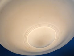 Midcentury Flying Saucer Milk Glass Pendent