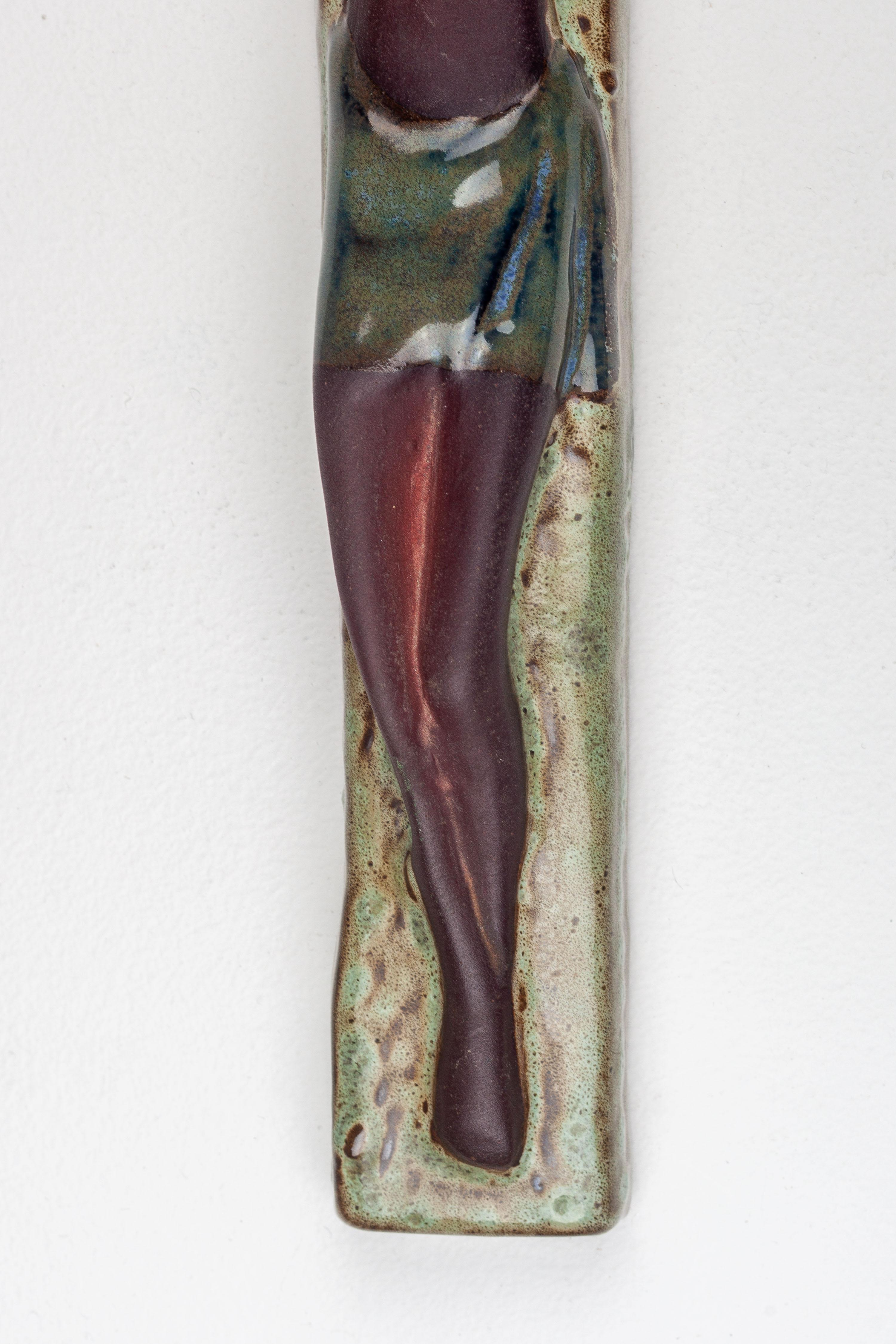 16-Inch Modernist Studio Pottery Wall Crucifix - Handmade in Europe In Good Condition For Sale In Chicago, IL