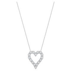 16 Inches 14k White Gold 0.75 Carat Round Diamonds Heart Necklace