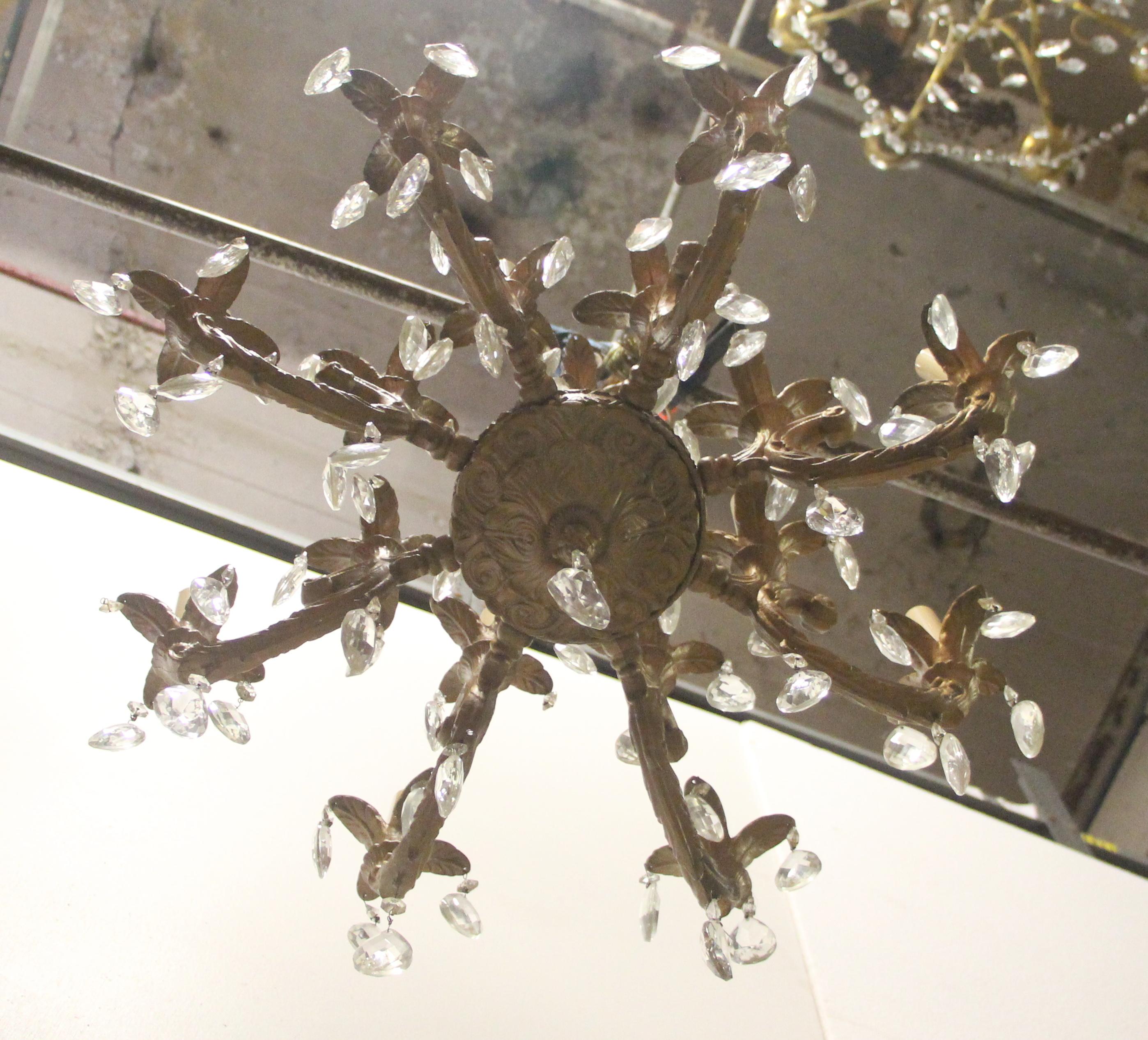 16 Light Crystal and Brass Chandelier with 8 Arms 6