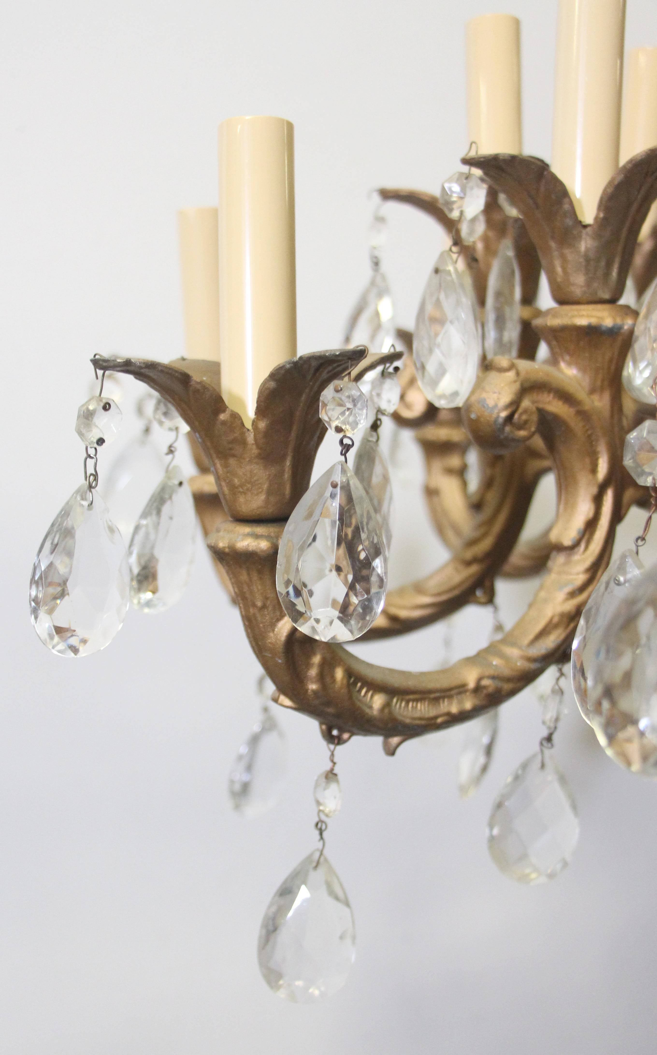 16 Light Crystal and Brass Chandelier with 8 Arms 1