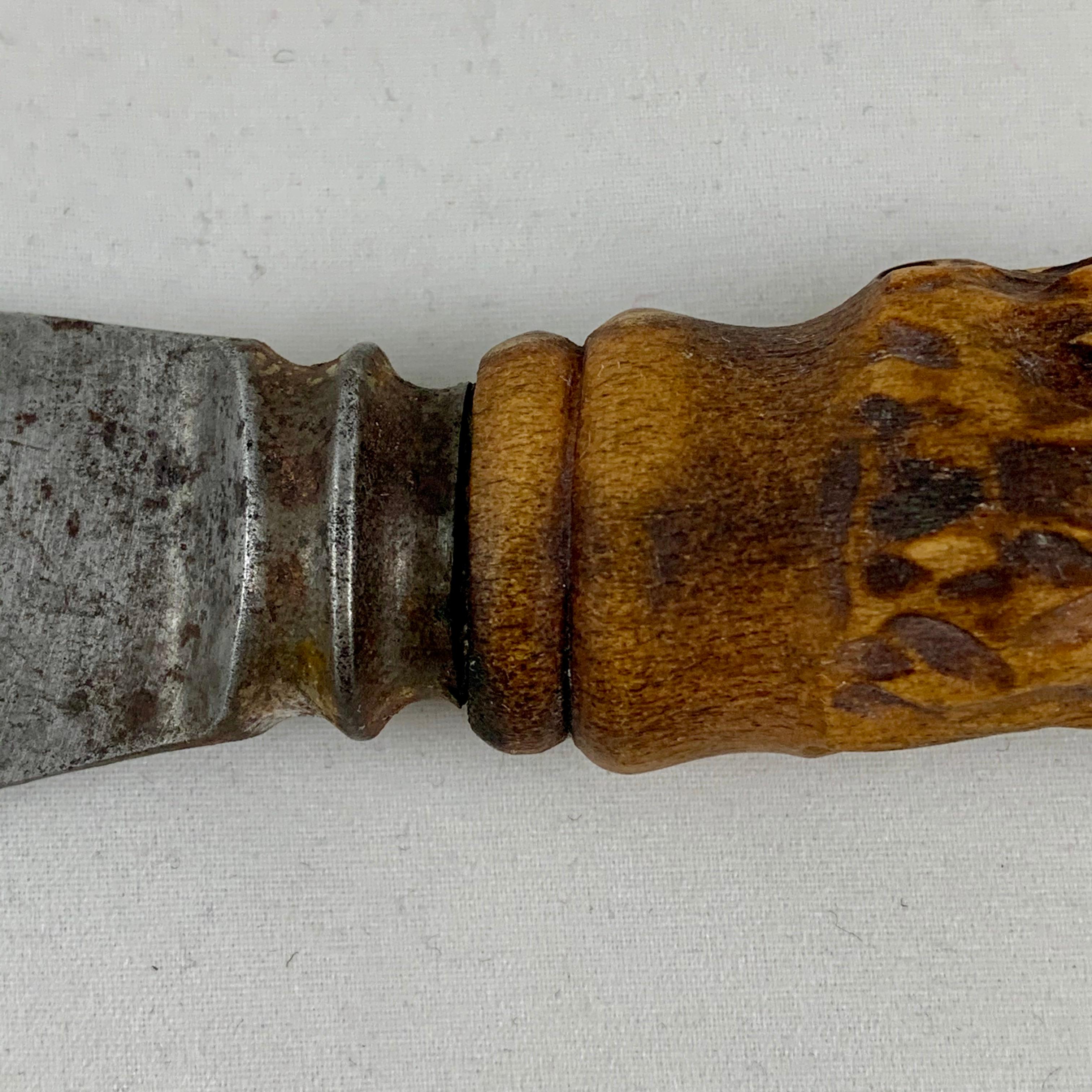 Cuchillo largo de carnicero Sheffield Dickinson El Dorado de acero y mango de madera Tallado en venta
