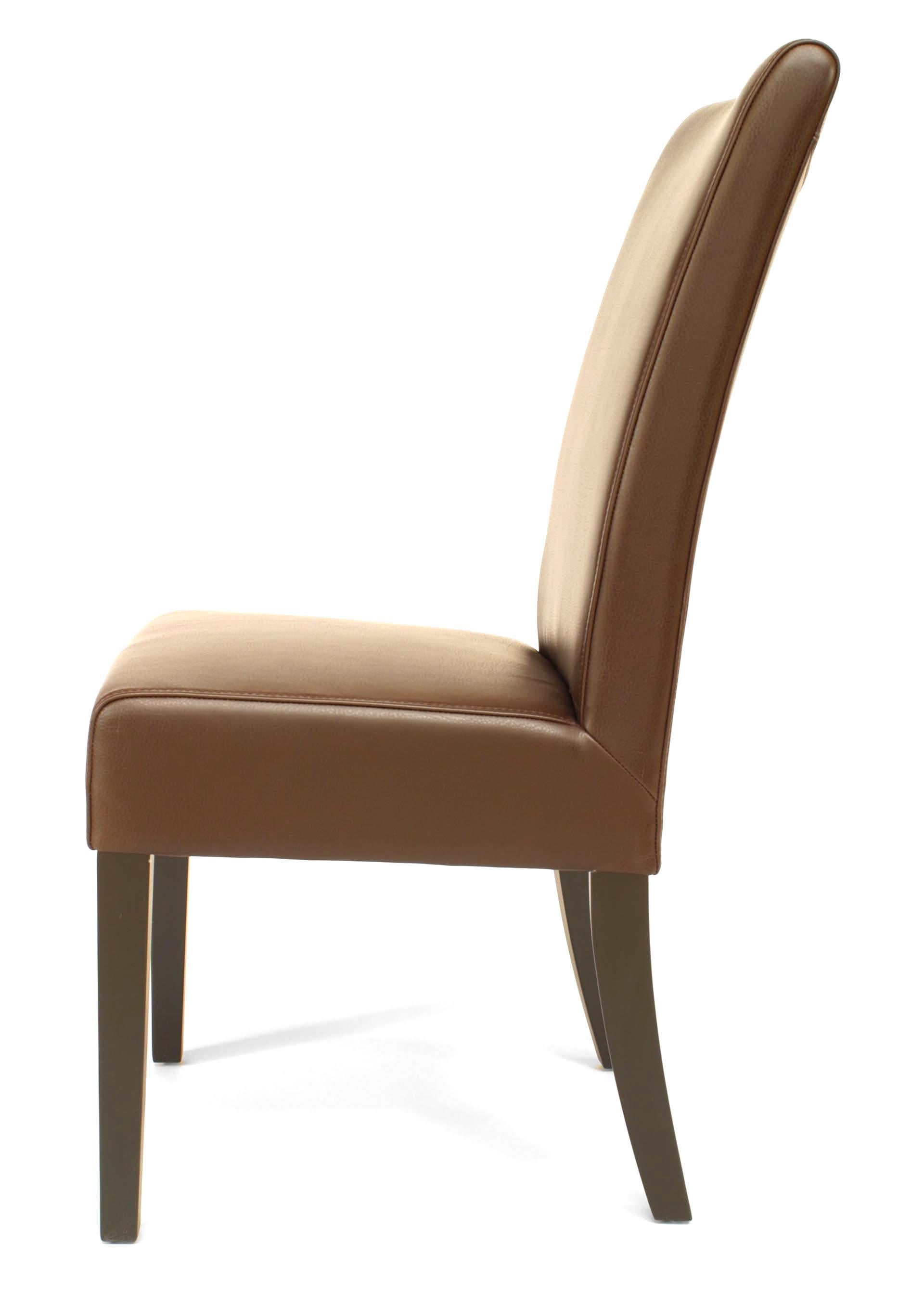 16 chaises latérales Parsons marron, de style moderne du milieu du siècle, avec siège et dossier en cuir. (prix unitaire).