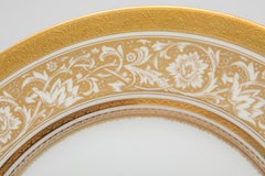 16 assiettes plates Minton England, vintage boule de porcelaine incrustée d'or