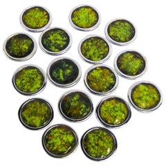 16 Mod Drawer Pulls / Knobs Copper Enamel and Chrome, 1960s