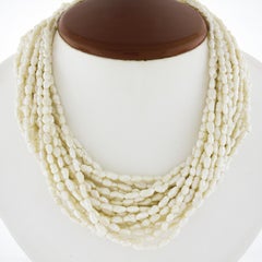 16" Multi Strand Pearls Torsade Strand Necklace w/14k Gold Carved Amethyst Clasp