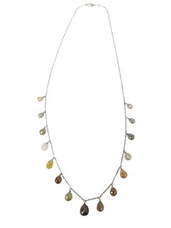 16" Multicolor Diamond(20.00ct) Drop Necklace in 14K White Gold