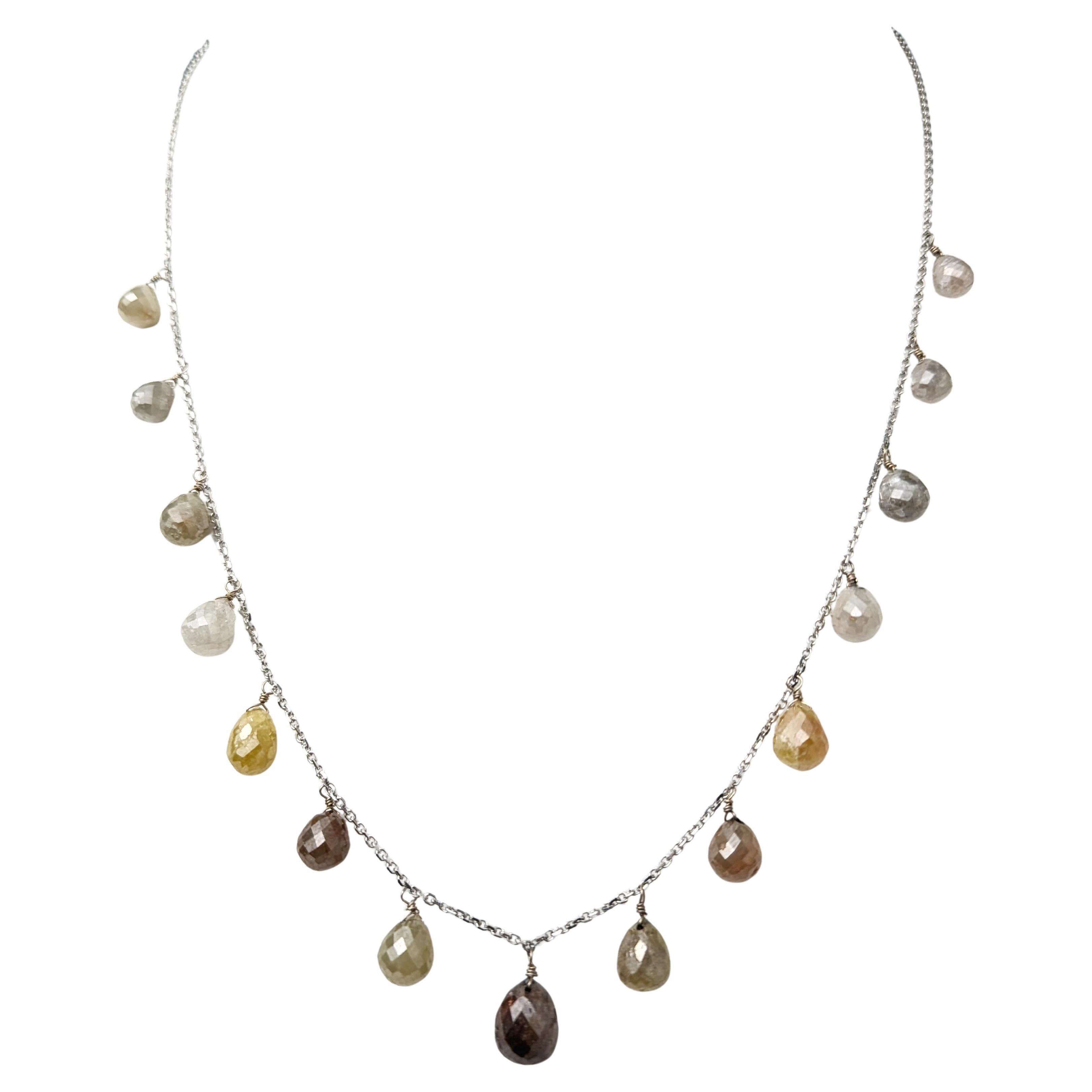16" Multicolor Diamond(20.00ct) Necklace in 14K White Gold in vendita