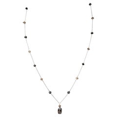 16" Natural Brown and Black Diamond(8.34ct) Drop Necklace in Platinum
