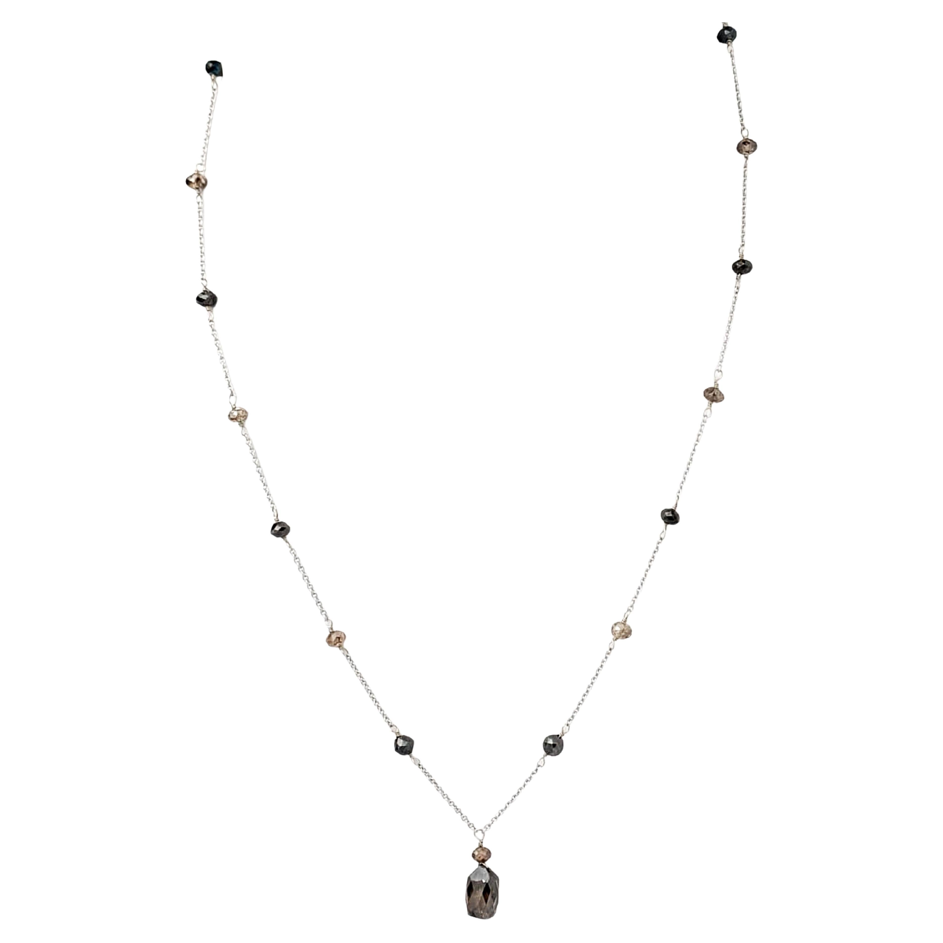 Collana da 16 pollici con diamanti naturali marroni e neri (8,34 carati) in platino in vendita