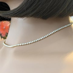 16" Natural Round Diamond Tennis Necklace 9.00 ctw in 18k Yellow Gold