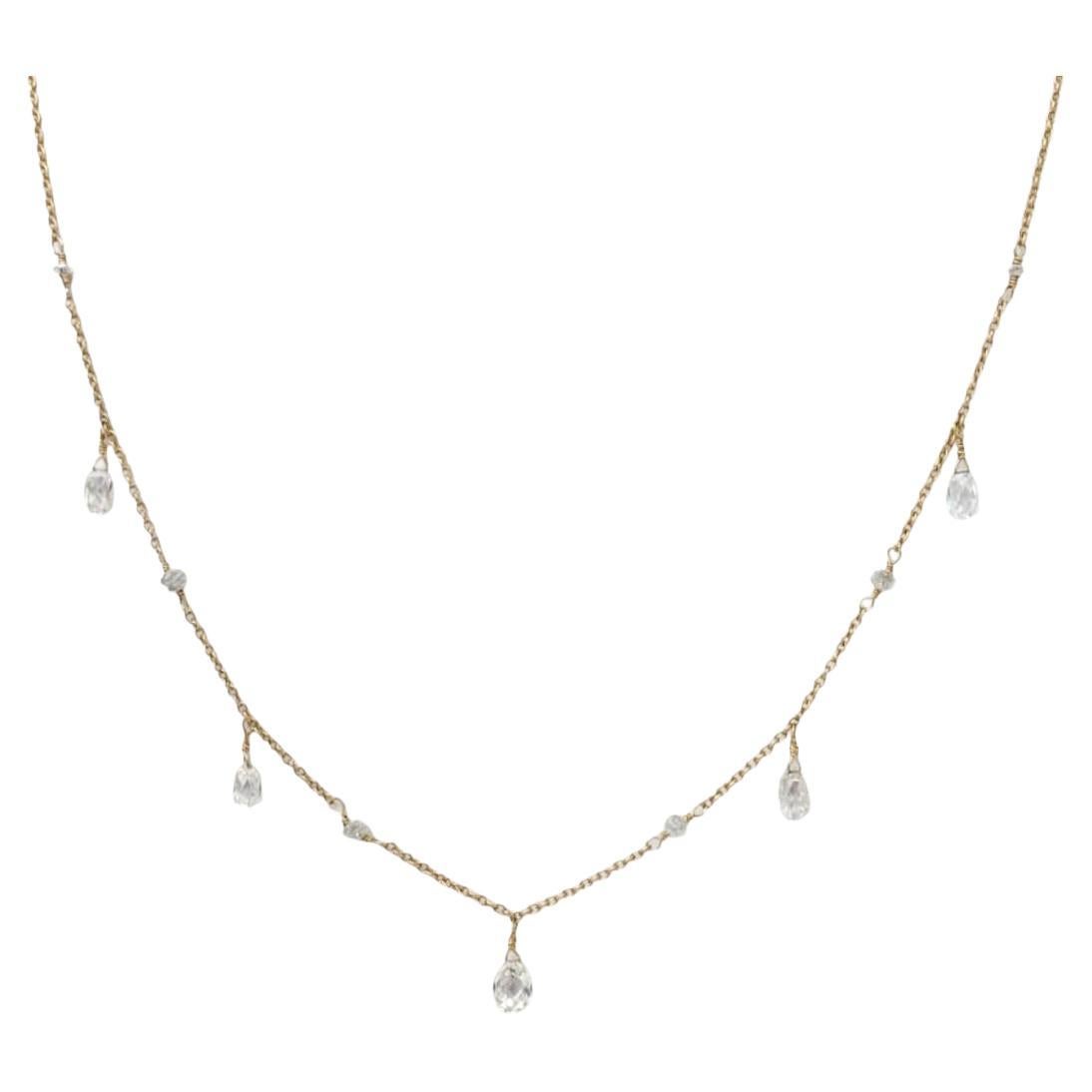 Collier pendentif 16" en or jaune 18 carats avec diamant blanc naturel (2,50 carats)