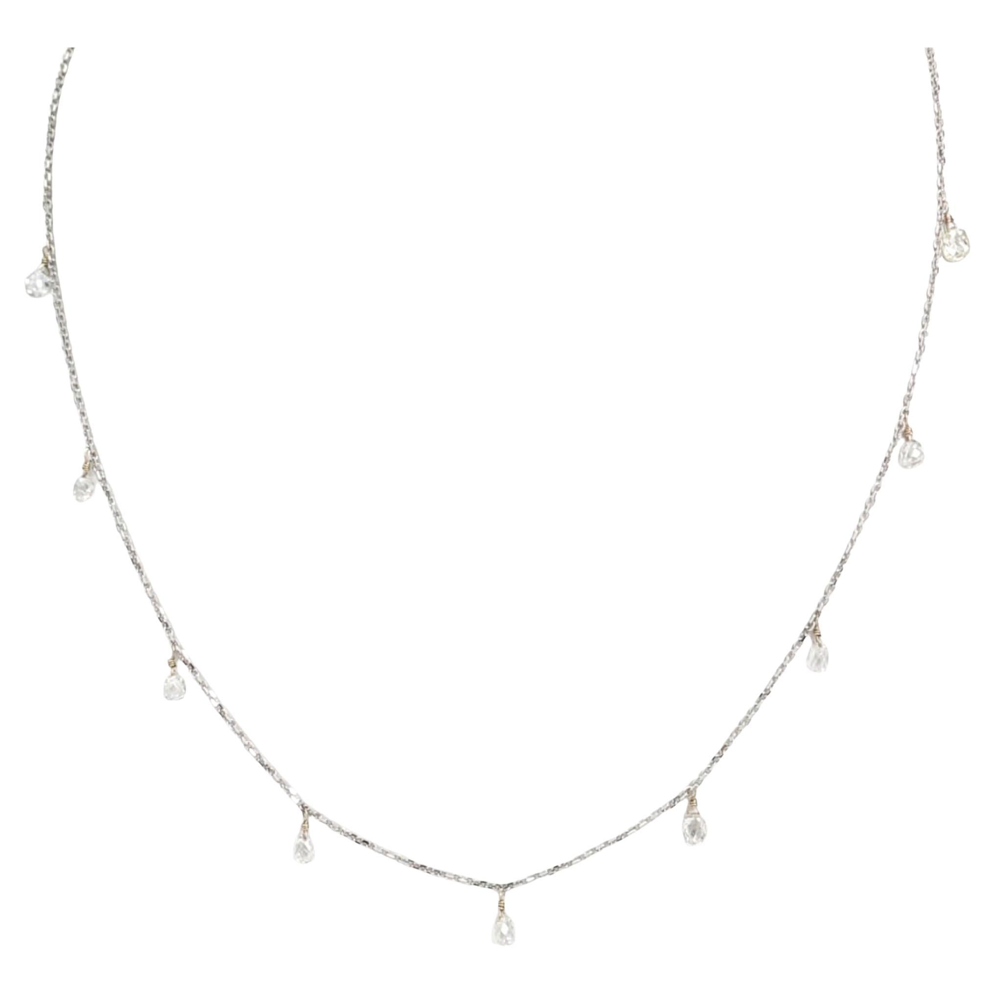 16" Natural White Diamond(3.00 Carat) Necklace in 18 Karat White Gold