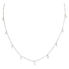 16" Natural White Diamond(3.00 Carat) Necklace in 18 Karat White Gold