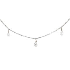 16" Natural White Diamond(3.50ct) Drop Necklace in 18K White Gold
