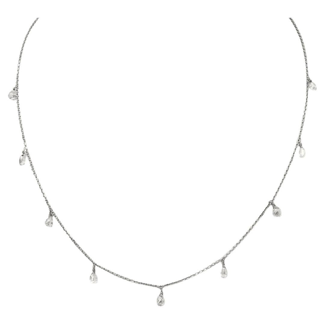 Collier 16" en or blanc 18 carats et diamant blanc naturel (3,50 carats)
