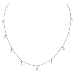 Collana da 16" con diamante bianco naturale (3,50 carati) in oro bianco 18 carati