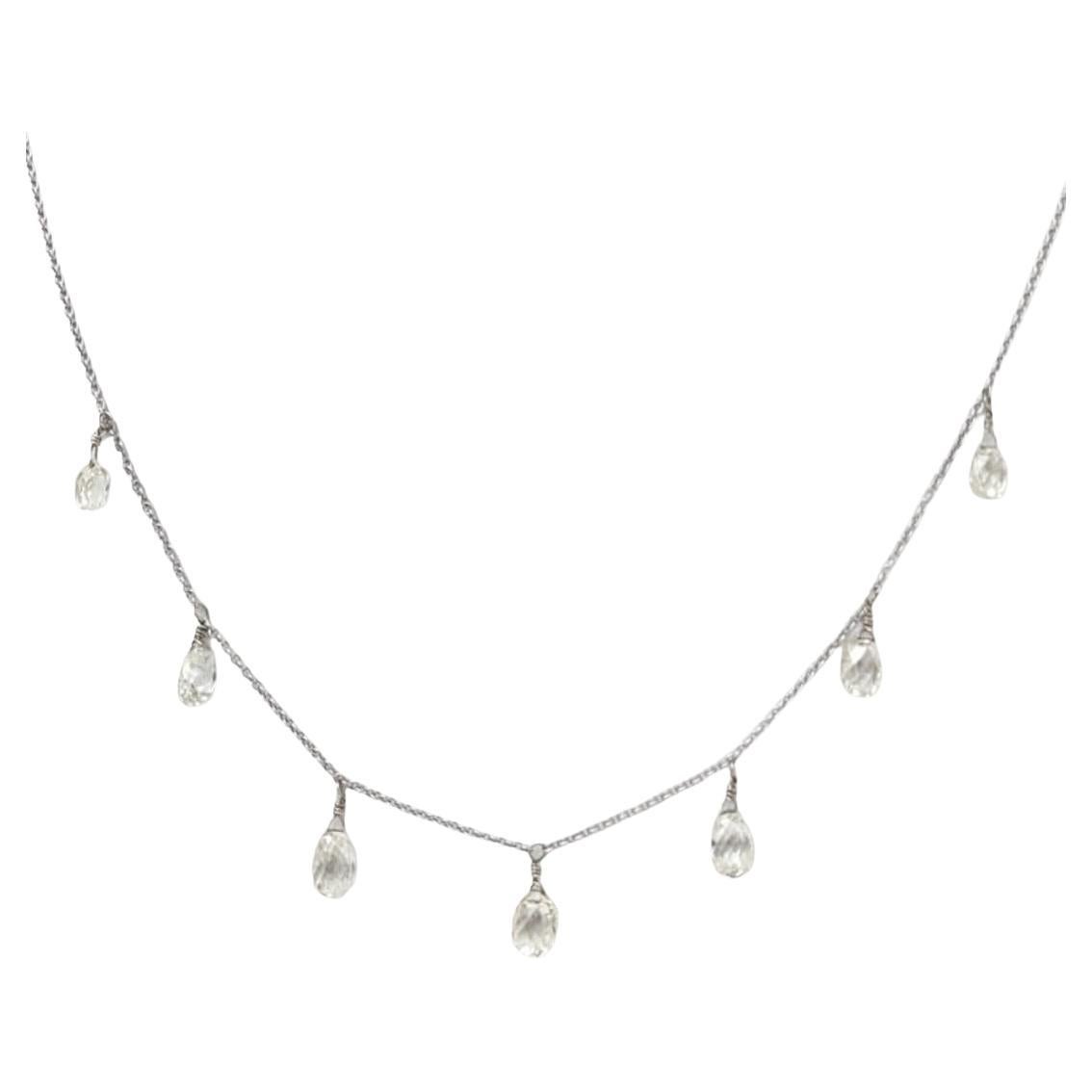 Collier de 16" en diamant blanc naturel (5,73ct) en platine