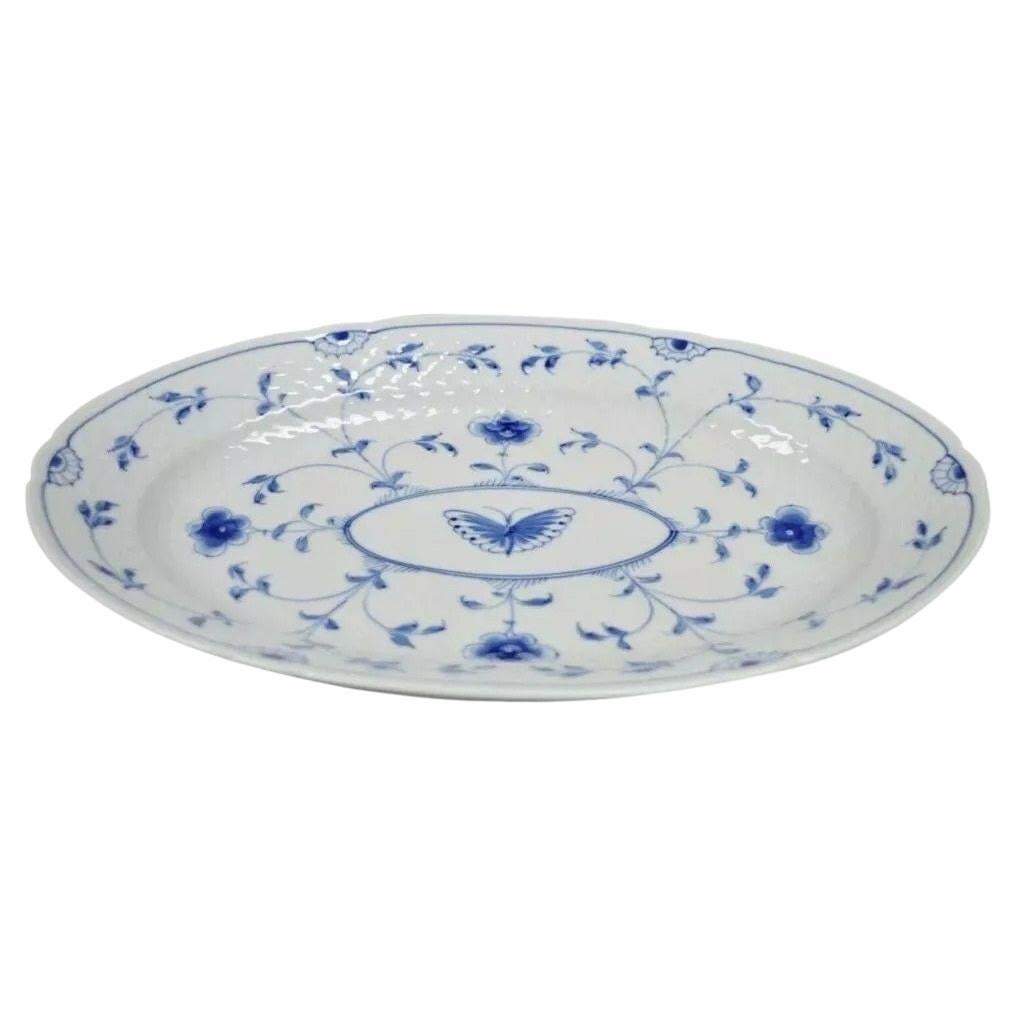 Plato ovalado de 16" 15 Bing and Grondahl B&G Kjøbenhavn Dinamarca Encaje de mariposa Azul