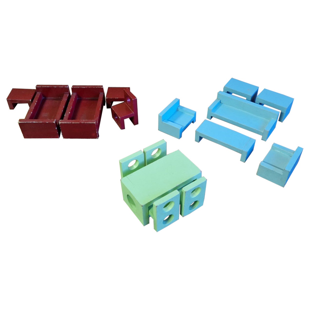 Ensemble de meubles modernistes miniatures de 16 pièces, Pays-Bas, années 1920 en vente