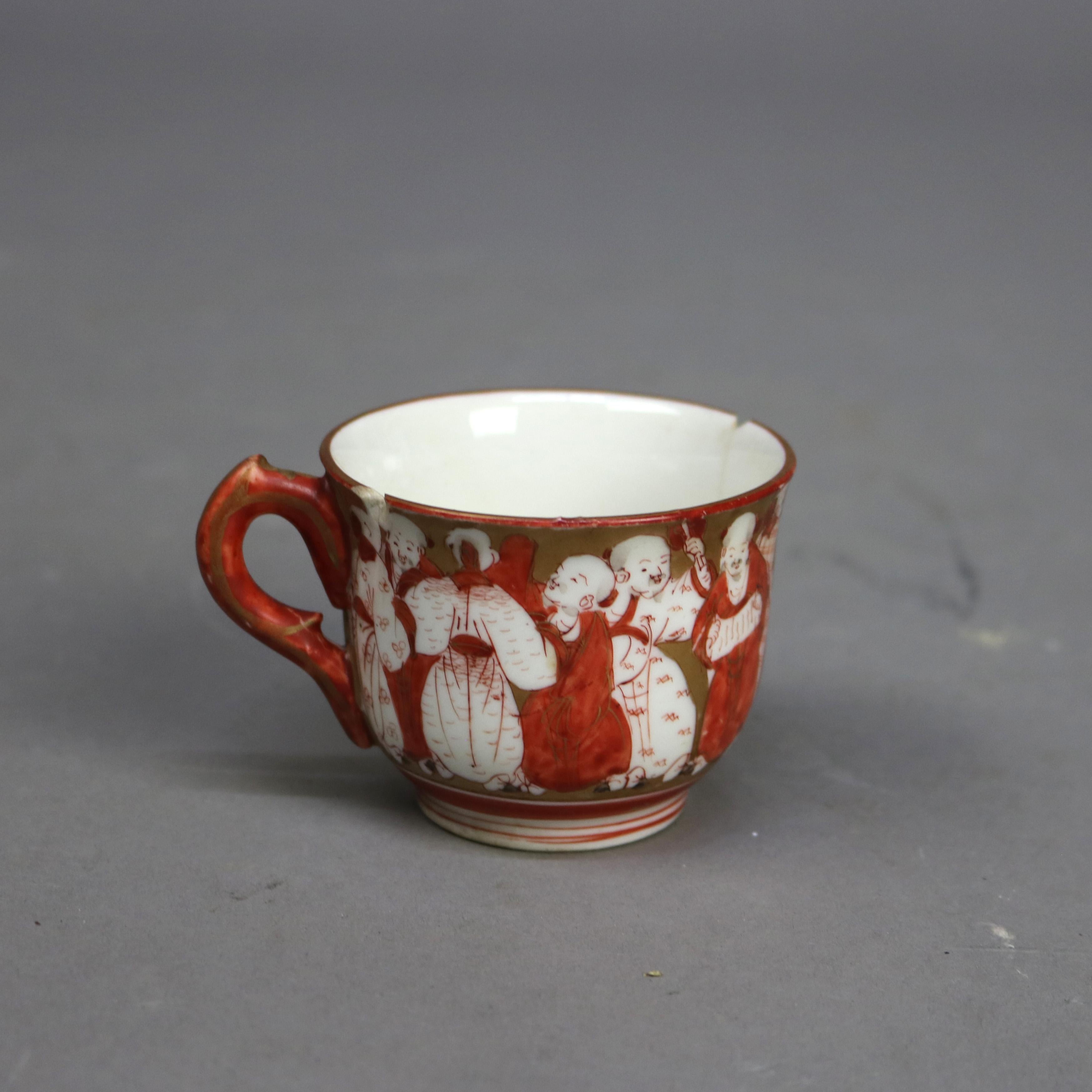 16 pezzi di porcellana giapponese Kutani con figure C1890 in vendita 10