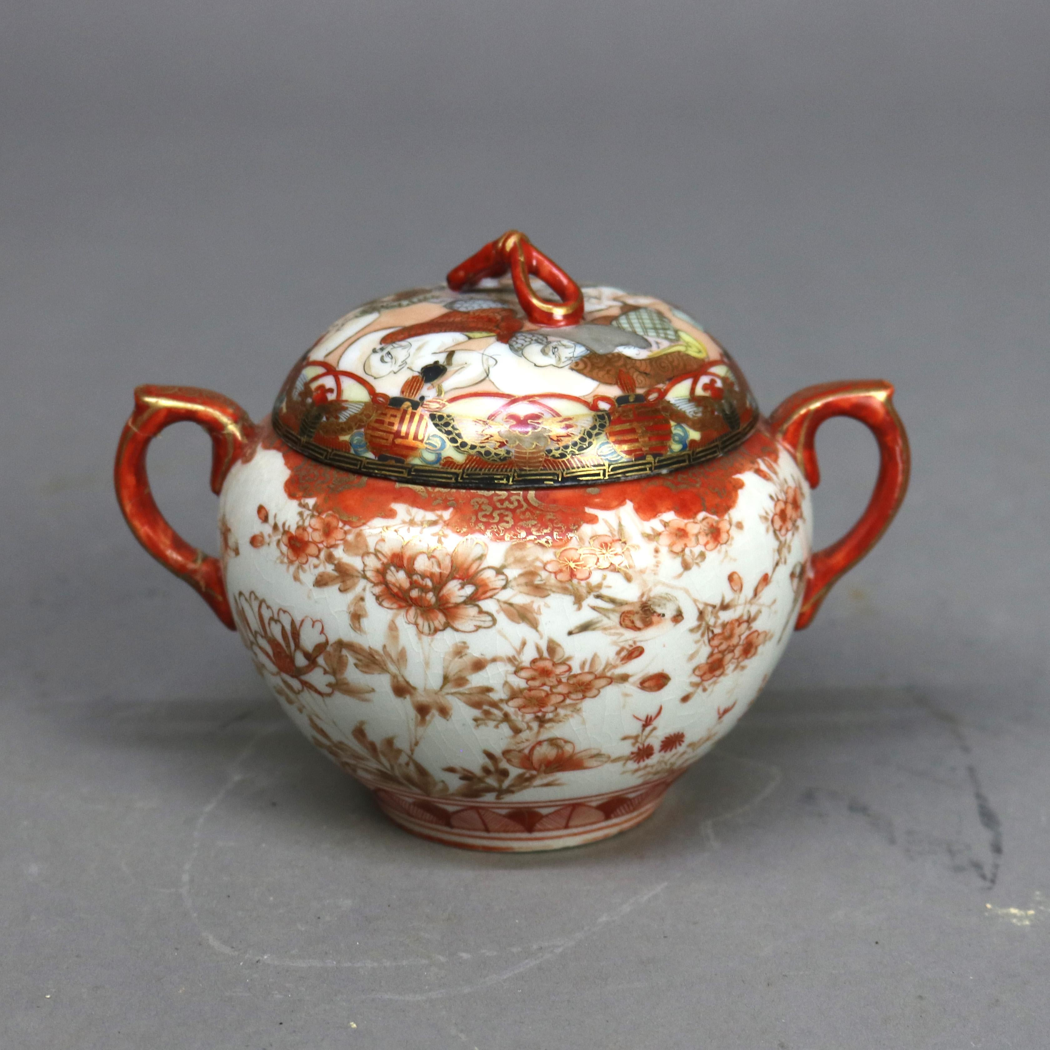 16 pezzi di porcellana giapponese Kutani con figure C1890

Misure - Teiera: 7''H x 6,75''L x 5''P; Ciotola piccola: 1,75