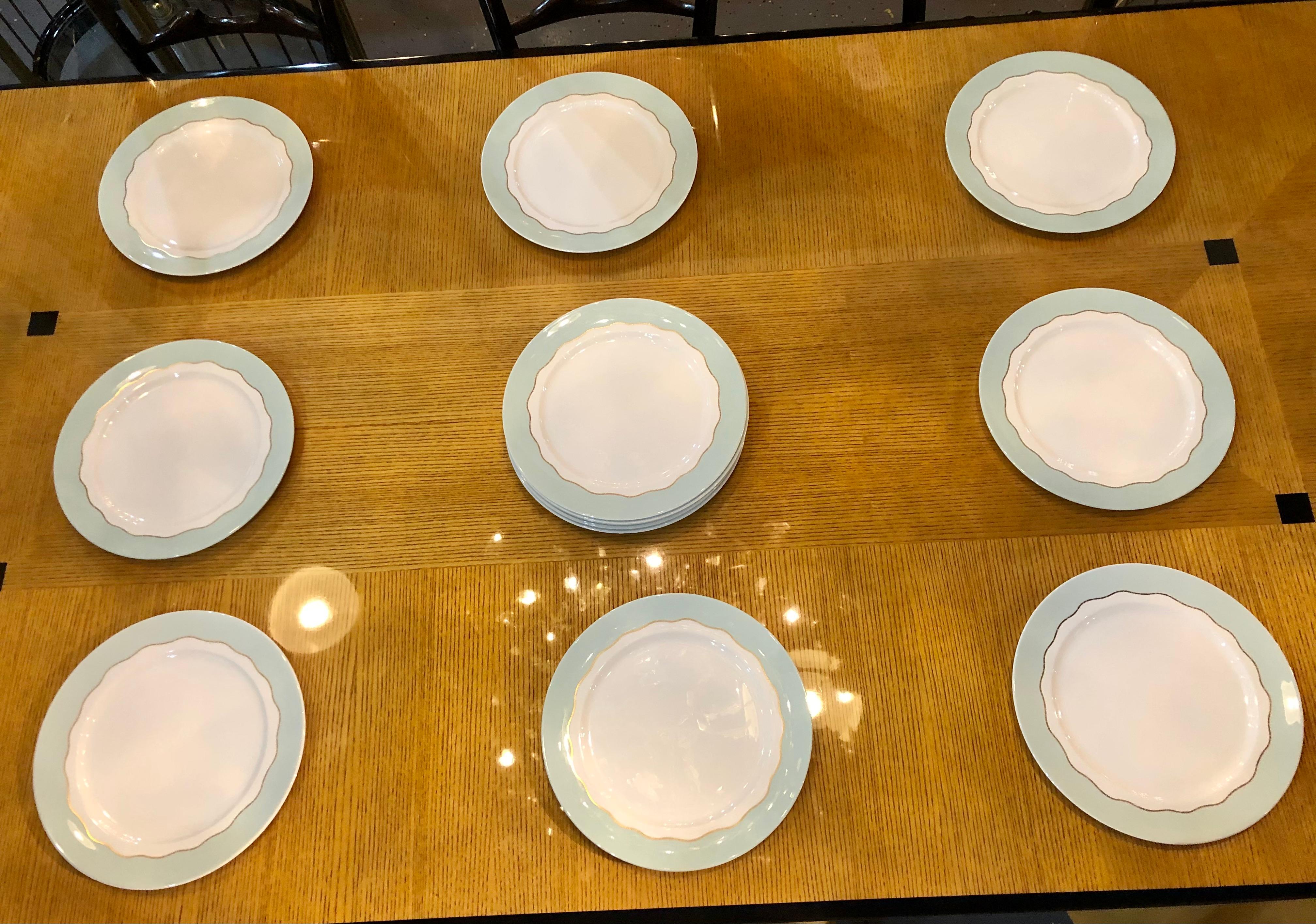 16 Royal Doulton Fusion Frivolous Green Dinner Plates 3