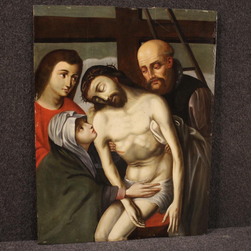 16th Century Oil on Canvas Flemish Antique Religious Painting Christ, 1580 3