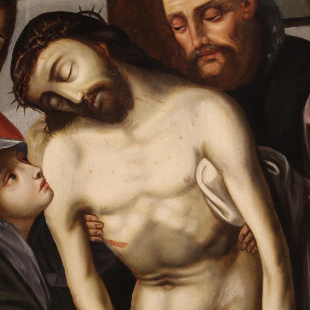 Belgian 16th Century Oil on Canvas Flemish Antique Religious Painting Christ, 1580