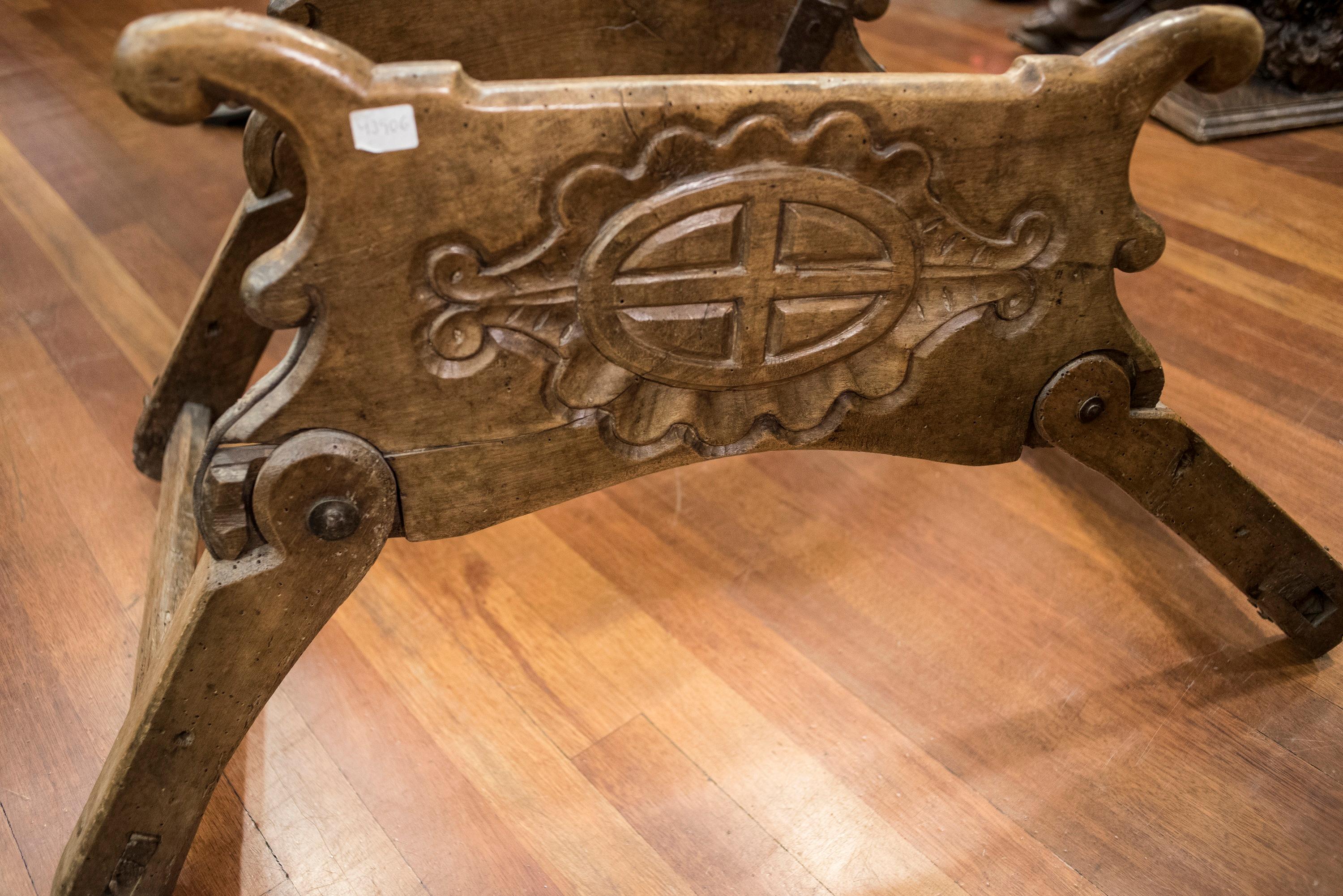 16th Century Spanish Walnut and Wrought Iron Dromedary Saddle 3