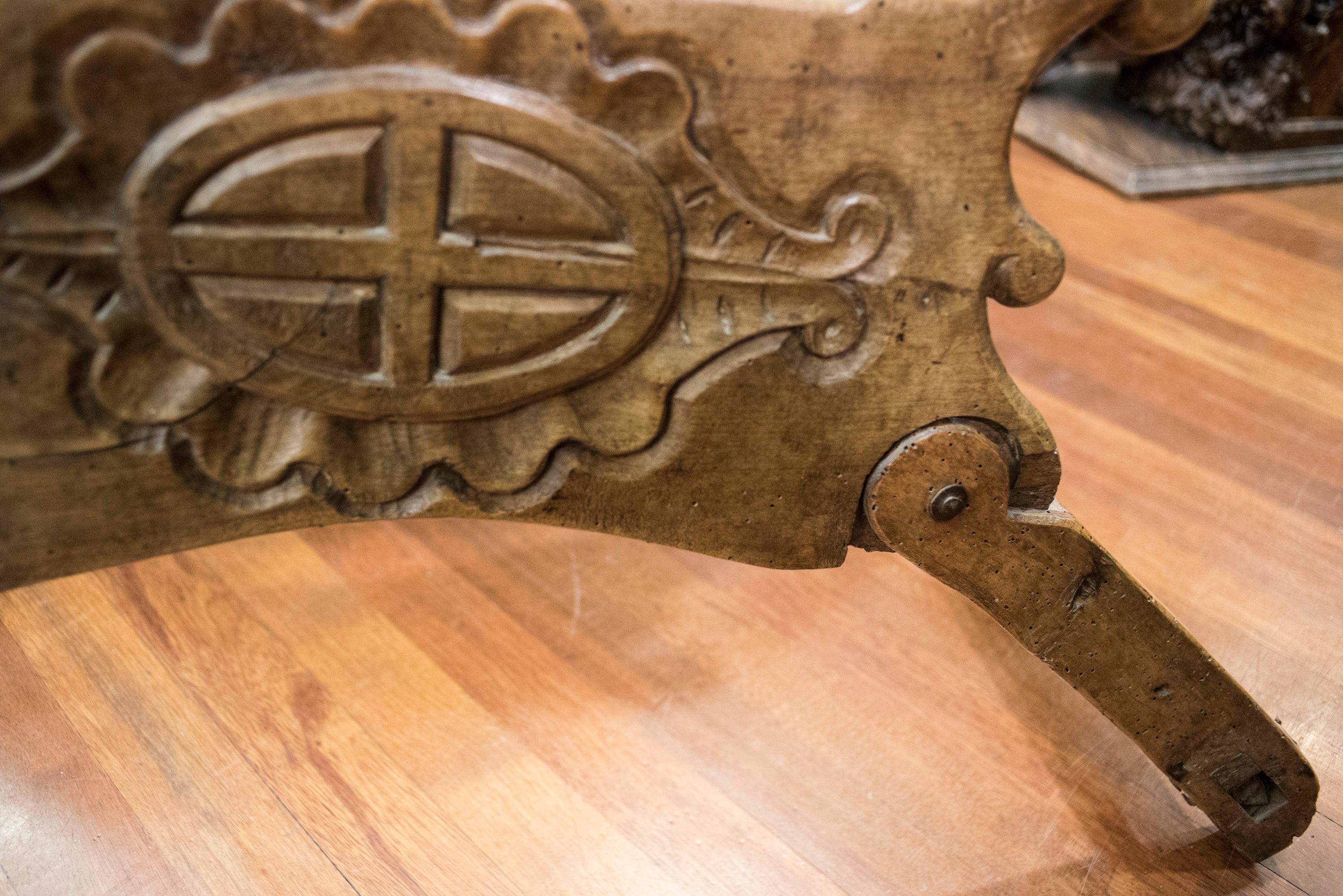 16th Century Spanish Walnut and Wrought Iron Dromedary Saddle 4