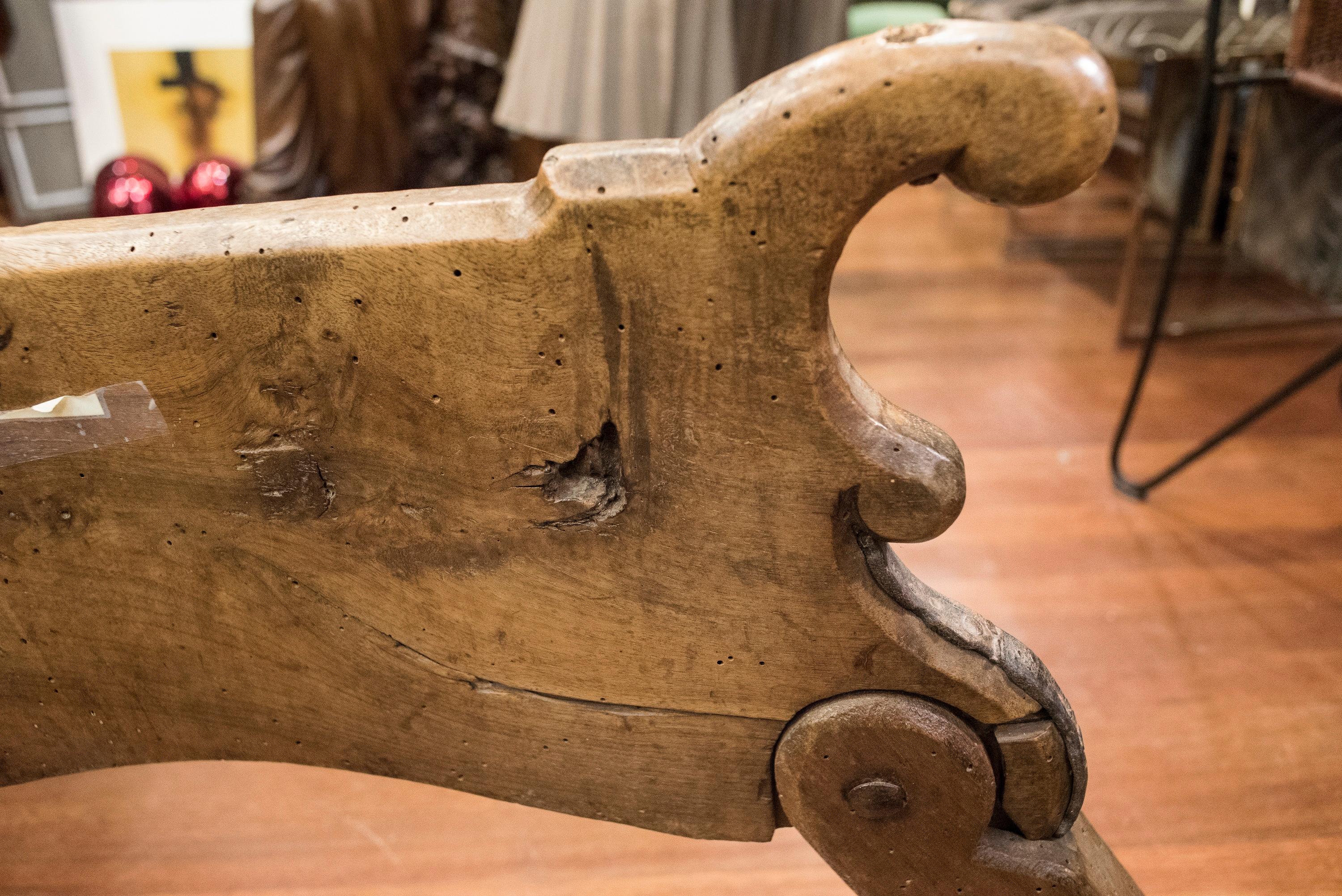 16th Century Spanish Walnut and Wrought Iron Dromedary Saddle 12