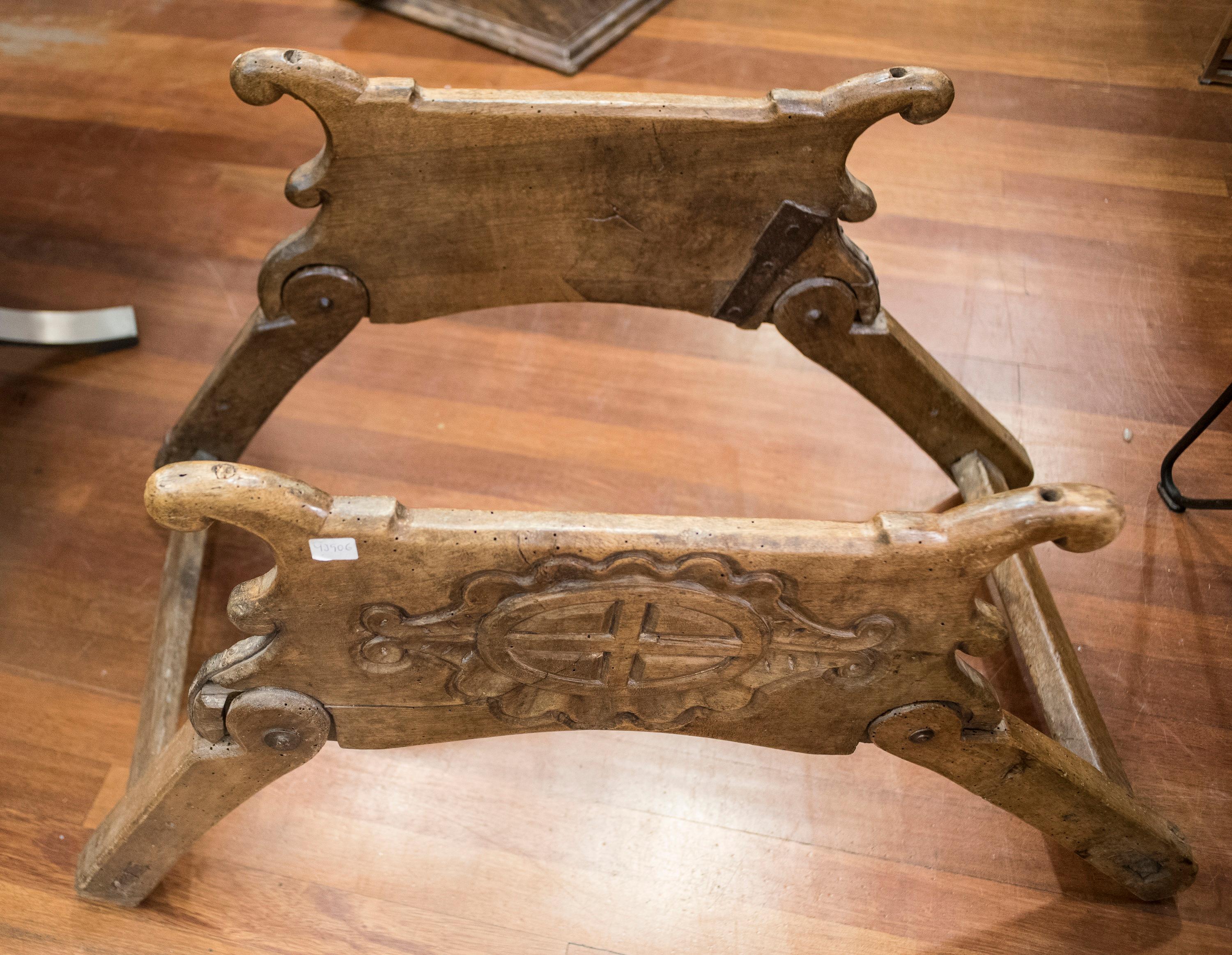 Gothic 16th Century Spanish Walnut and Wrought Iron Dromedary Saddle