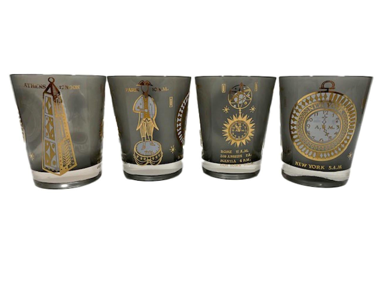 16 verres vintage Georges Briard International Time Zone, 8 boules de haut, 8 rochers en vente 3