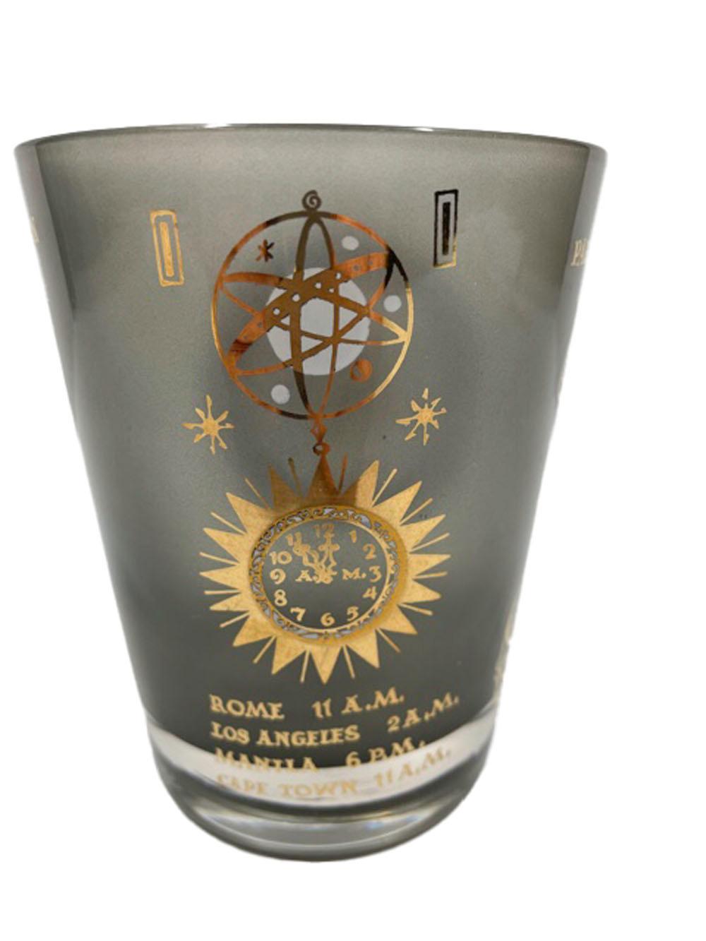 16 Vintage-Gläser von Georges Briard, International Time Zone, 8 Trinkgläser, 8 Steine im Angebot 5