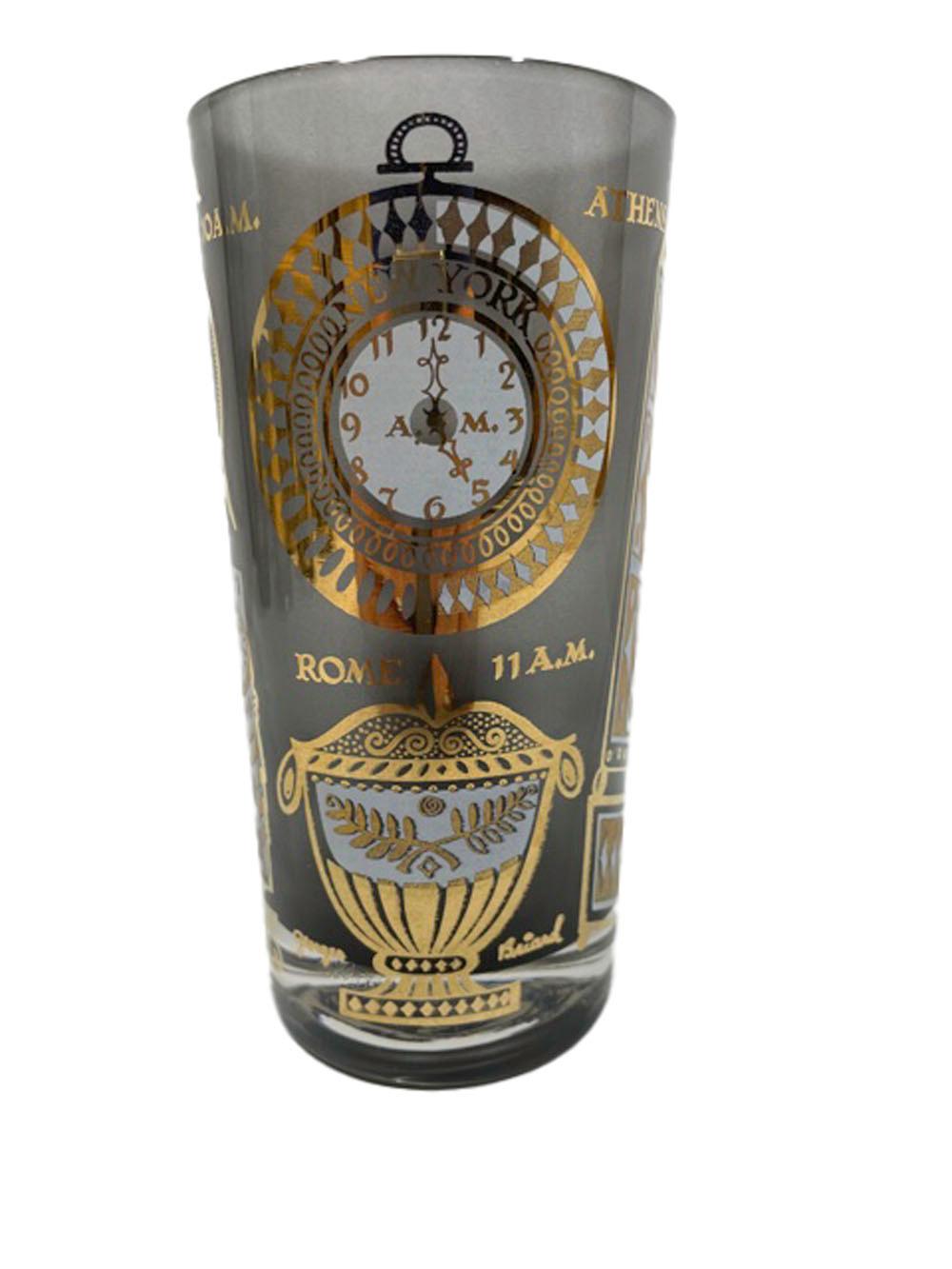 16 verres vintage Georges Briard International Time Zone, 8 boules de haut, 8 rochers en vente 1