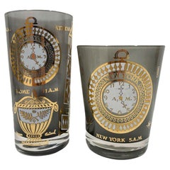 16 Vintage Georges Briard International Time Zone Glasses, 8 Highball, 8 Rocks