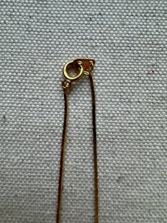 16" Vintage Gold Plated Palm Leaf Necklace With White Topaz Stone