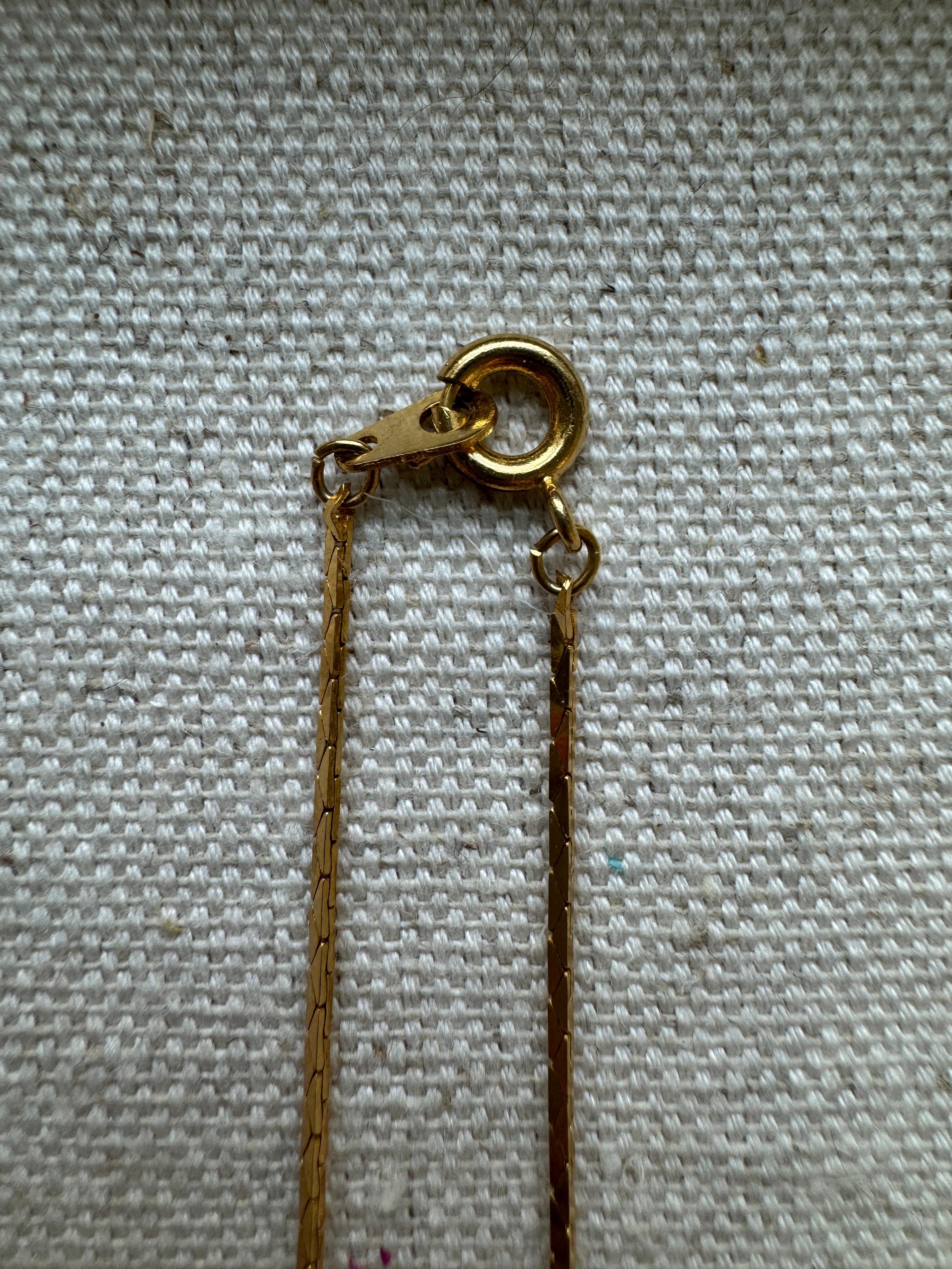 Taglio rotondo Collana di foglie di palma placcate in oro vintage da 16