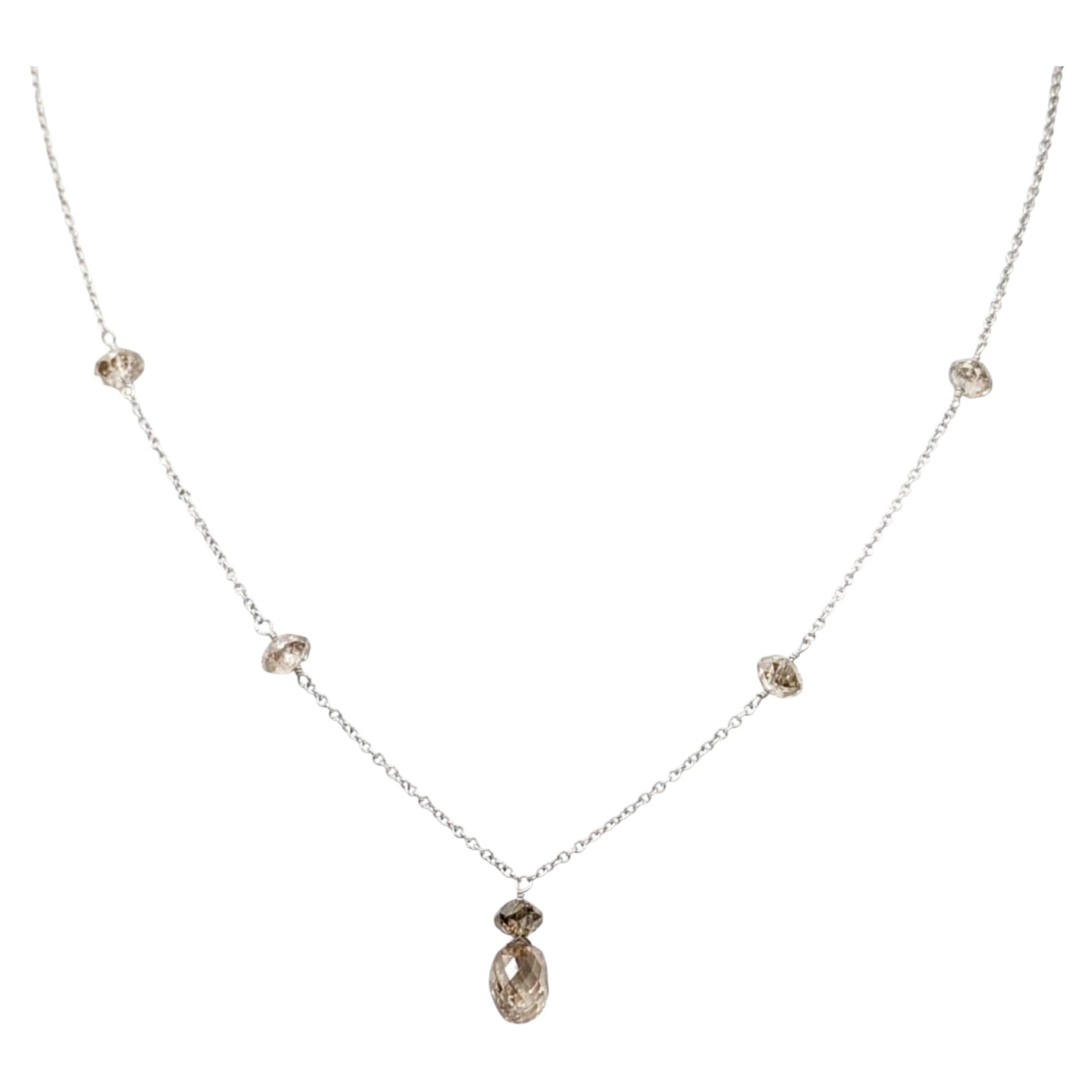 Collana vintage da 16" con diamante marrone naturale (4,80 carati) in platino in vendita