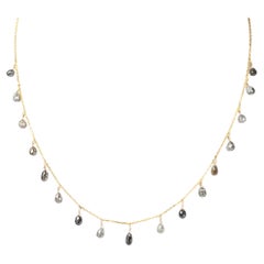 Vintage 16" Collier Briolette en or jaune 18 carats avec diamant gris (10.00CT)
