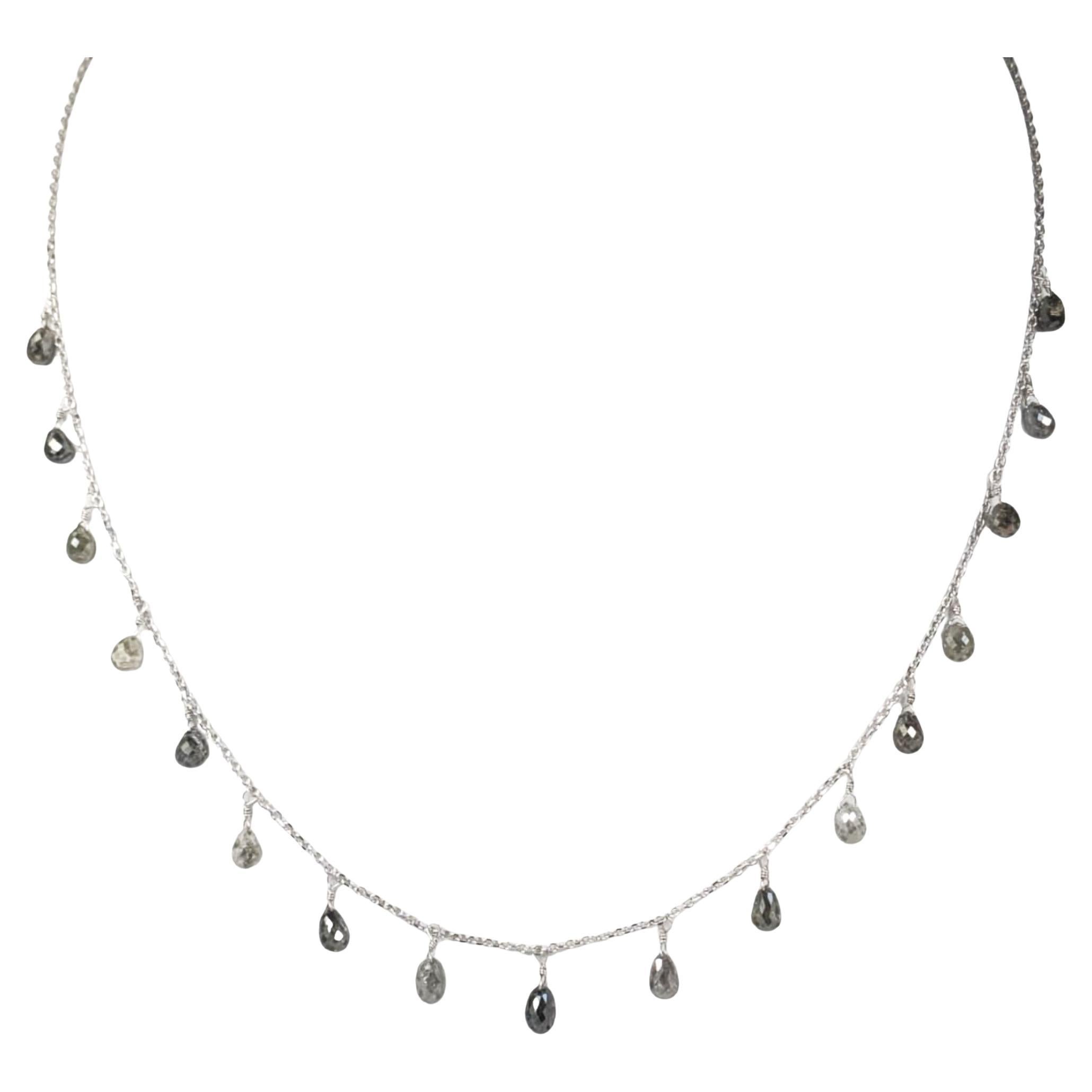 Collana vintage da 16" con diamante grigio naturale (8,50 carati) in oro bianco 18 carati