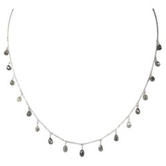 Collar Vintage de 16" con Diamante Gris Natural (8,50 Quilates) en Oro Blanco de 18 Kilates