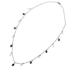 Vintage 16" White and Black Diamond(7.00ct) Drop Necklace in 18K White Gold