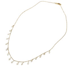 16" Vintage Natural White Diamond(6.65ct) Dangle Necklace in 18K Yellow Gold