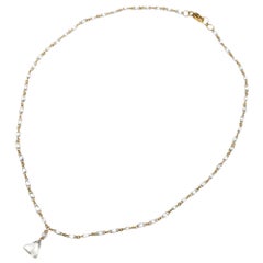 16" Vintage Natural White Diamond(8.17ct) Drop Necklace in 18K Yellow Gold