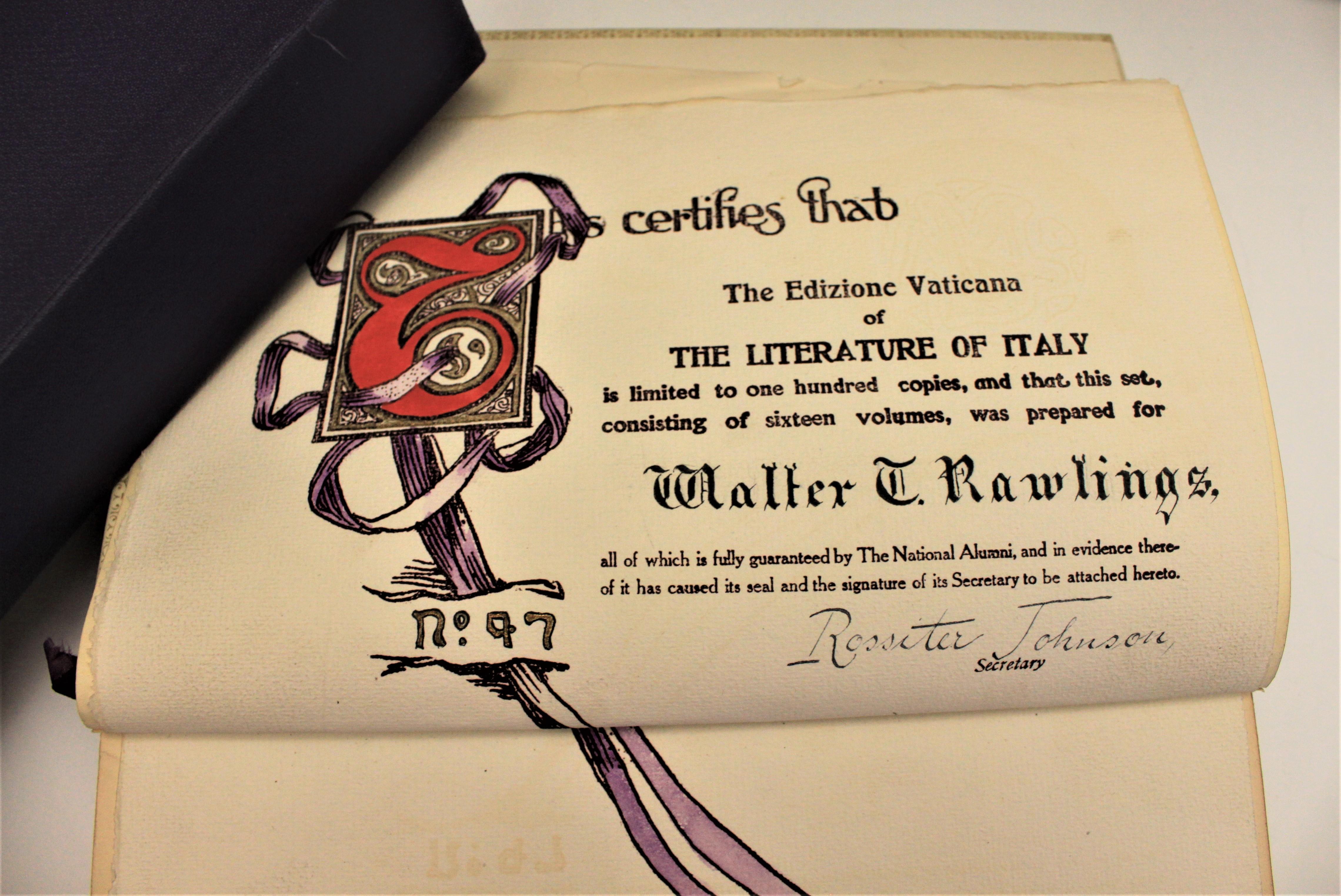 16 Bände, Buchset der Literatur Italiens von 1265–1907 für Walter Rawlings (Sonstiges)