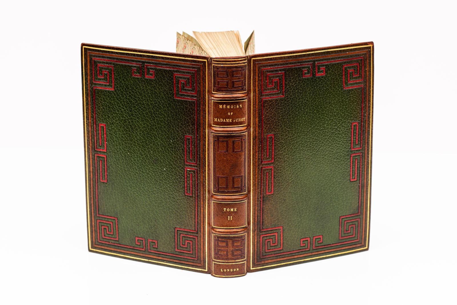 16 Volumes. William Hazlitt, The Life of Napoleon. Edition de Deux Mondes. Bound by Blanchetiere in full green morocco with red and brown morocco borders. Gilt-tooling on the covers and raised band spines. Top edges gilt. Red and green morocco